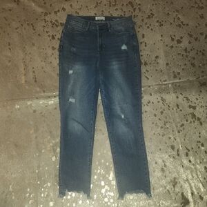 Nicole by Nicole Miller Blue Ankle Cropped Jeans Distressed